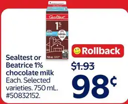 Walmart Sealtest 1% chocolate milk offer