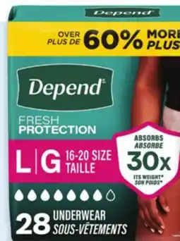 Walmart Depend incontinences products offer