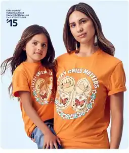 Walmart Kids' or adults' Indigenous Proud Every Child Matters tee offer
