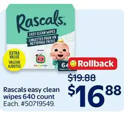 Walmart Rascals easy clean wipes 640 count offer