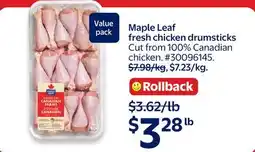 Walmart Maple Leaf Fresh Chicken Drumsticks offer