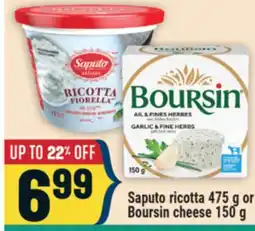 Marché Adonis Saputo ricotta 475 g or Boursin cheese 150 g offer
