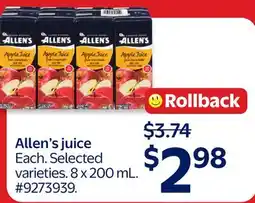 Walmart Allen's juice offer