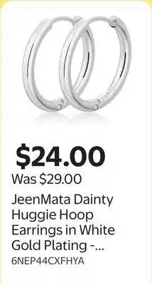Walmart JeenMata Dainty Huggie Hoop Earrings in White Gold Plating - Affordable Earrings for Women offer