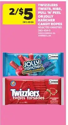 Real Canadian Superstore TWIZZLERS TWISTS, NIBS, PULL 'N' PEEL OR JOLLY RANCHER CANDY ROPES offer