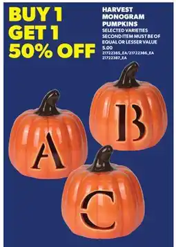 Real Canadian Superstore HARVEST MONOGRAM PUMPKINS offer