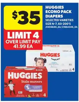 Real Canadian Superstore HUGGIES ECONO PACK DIAPERS, 60-200'S offer