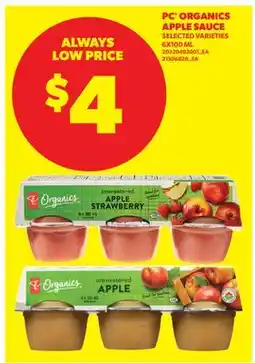 Real Canadian Superstore PC ORGANICS APPLE SAUCE offer