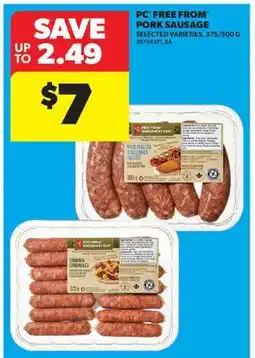 Real Canadian Superstore PC FREE FROM PORK SAUSAGE, 375/500 G offer