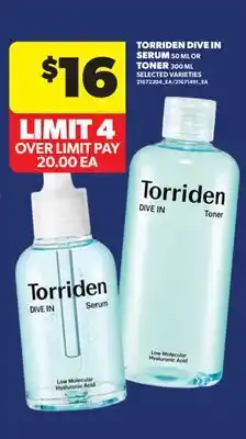 Real Canadian Superstore TORRIDEN DIVE IN SERUM 50 ML OR TONER 300 ML offer