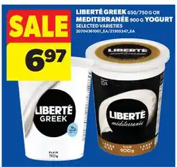 Real Canadian Superstore LIBERTÉ GREEK 650/750 G OR MEDITERRANEE 900 G YOGURT offer