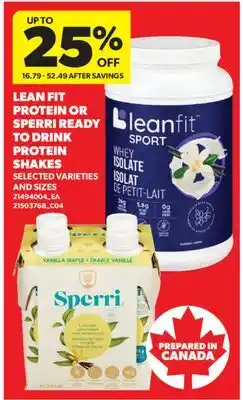 Real Canadian Superstore LEAN FIT PROTEIN OR SPERRI READY TO DRINK PROTEIN SHAKES offer