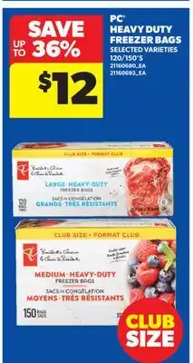 Real Canadian Superstore PC HEAVY DUTY FREEZER BAGS, 120/150'S offer