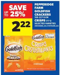 Real Canadian Superstore PEPPERIDGE FARM GOLDFISH CRACKERS, 156-227 G OR CRISPS, 177 G offer