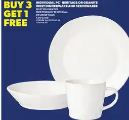 Real Canadian Superstore INDIVIDUAL PC HERITAGE OR GRANITE WEST DINNERWARE AND SERVEWAREE offer