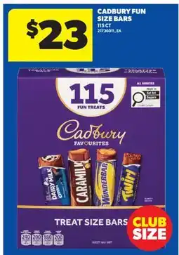 Real Canadian Superstore CADBURY FUN SIZE BARS, 115 CT offer