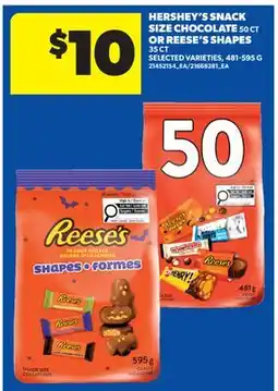 Real Canadian Superstore HERSHEY'S SNACK SIZE CHOCOLATE, 50 CT OR REESE'S SHAPES, 35 CT offer