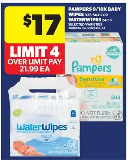 Real Canadian Superstore PAMPERS 9/10X BABY WIPES, 336-504'S OR WATERWIPES, 240'S offer
