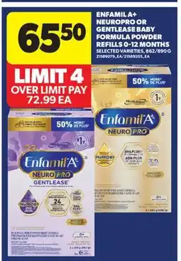 Real Canadian Superstore ENFAMIL A+ NEUROPRO OR GENTLEASE BABY FORMULA POWDER REFILLS 0-12 MONTHS, 862/890 G offer