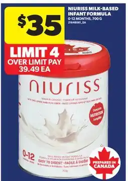 Real Canadian Superstore NIURISS MILK-BASED INFANT FORMULA offer