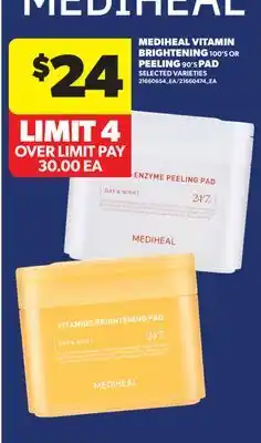 Real Canadian Superstore MEDIHEAL VITAMIN BRIGHTENING, 100'S OR PEELING, 90'S PAD offer