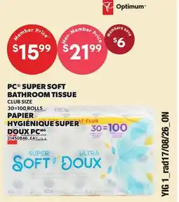 Independent Grocer PC SUPER SOFT BATHROOM TISSUE, 30=100 ROLLS offer