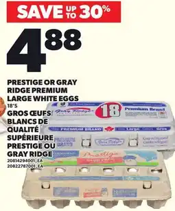 Independent Grocer PRESTIGE OR GRAY RIDGE PREMIUM LARGE WHITE EGGS, 18'S offer