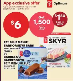 Independent Grocer PC BLUE MENU BARS OR SKYR BARS, 6'S offer