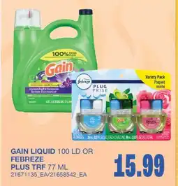 Wholesale Club GAIN LIQUID, 100 LD OR FEBREZE PLUS TRF offer