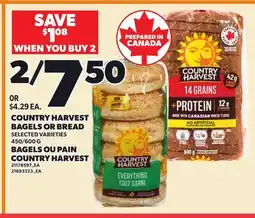 Independent Grocer COUNTRY HARVEST BAGELS OR BREAD, 450/600 G offer