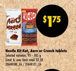 Wholesale Club KIT KAT, AERO OR CRUNCH TABLETS offer