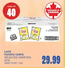 Wholesale Club LAYS POTATO CHIPS, 40'S offer