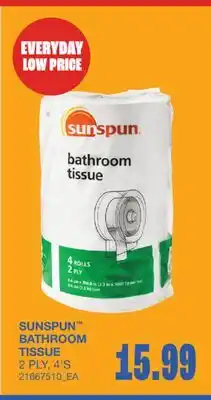 Wholesale Club SUNSPUN BATHROOM TISSUE, 2 PLY, 4'S offer