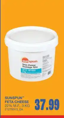 Wholesale Club SUNSPUN FETA CHEESE 22% M.F offer