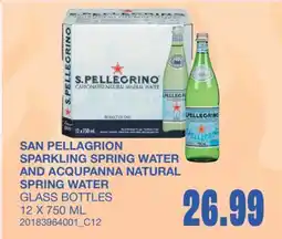 Wholesale Club SPARKLING SPRING WATER AND ACQUPANNA NATURAL SPRING WATER GLASS BOTTLES offer