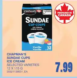 Wholesale Club CHAPMAN'S SUNDAE CUPS ICE CREAM offer