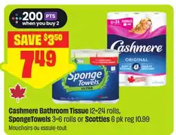 FreshCo Cashmere Bathroom Tissue 12=24 rolls Spongetowels 3=6 rolls or Scotties offer