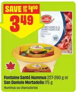 FreshCo Fontaine Santé Hummus 227-260 g or San Daniele Mortadella 175 g offer