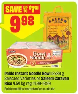 FreshCo Paldo Instant Noodle Bowl 12x86 g Selected Varieties Saleem Caravan Rice 4.54 kg offer