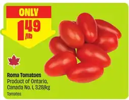 FreshCo Roma Tomatoes Product of Ontario, Canada No. 1, 3.28/kg offer