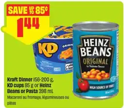 FreshCo Kraft Dinner 156-200 g, KD Cups 85 g or Heinz Beans or Pasta 398 mL offer