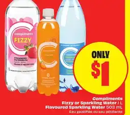 FreshCo Compliments Fizzy or Sparkling Water 1 L Flavoured Sparkling Water 503 mL offer