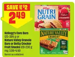 FreshCo Kellogg's Core Bars 125-384 g or Nature Valley Granola Bars or Betty Crocker Fruit Snacks 128-230 g offer