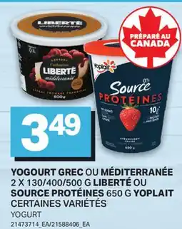 L'Intermarché YOGOURT GREC OU MÉDITERRANÉE 2 X 130/400/500 G LIBERTÉ OU SOURCE PROTÉINES 650 G YOPLAIT offer