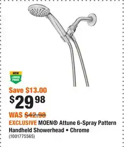 Home Depot EXCLUSIVE MOEN Attune 6-Spray Pattern Handheld Showerhead • Chrome offer