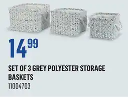 Canac Set of 3 Grey Polyester Storage Baskets offer