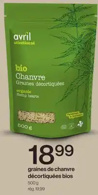 Avril graines de chanvre décortiquées bios offer