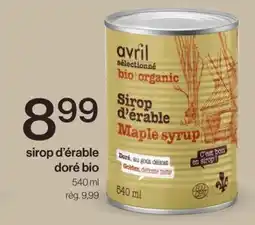 Avril sirop d'érable doré bio offer