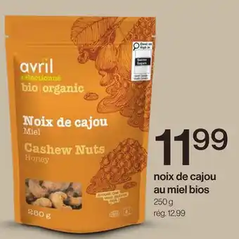 Avril noix de cajou au miel bios offer