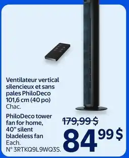 Walmart PhiloDeco tower fan for home, 40 silent bladeless fan offer